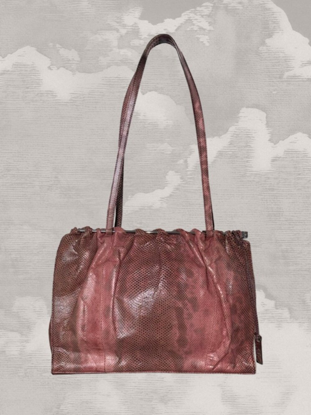 GUCCI Tom Ford Era Karung Exotic Skins pink gunmetal bag clutch 1999 Y2K